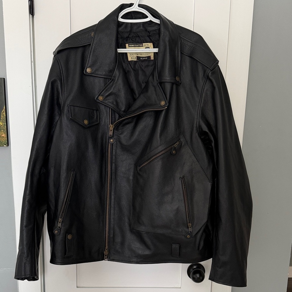 Classic Black Biker Jacket- fits like a 2X